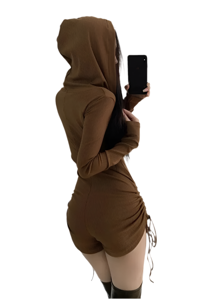 Wasteland Hooded Rompers  Long Sleeve Drawstring