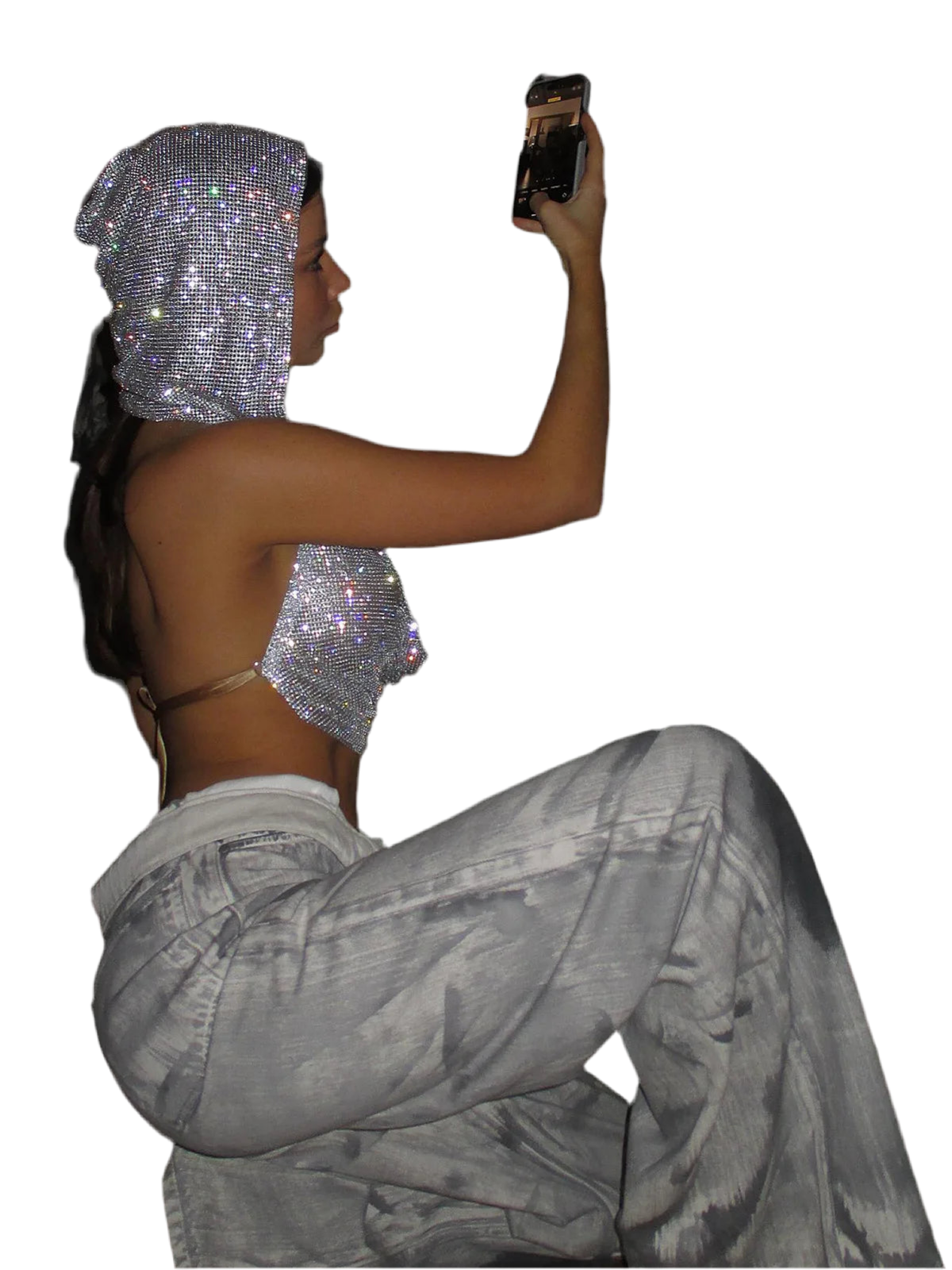 Shiny hooded Crop Top