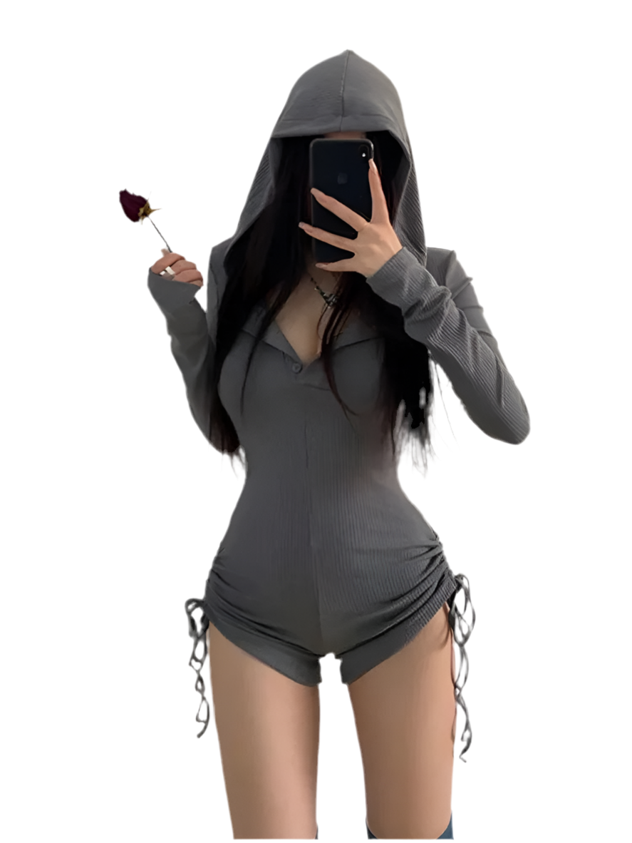 Wasteland Hooded Rompers  Long Sleeve Drawstring