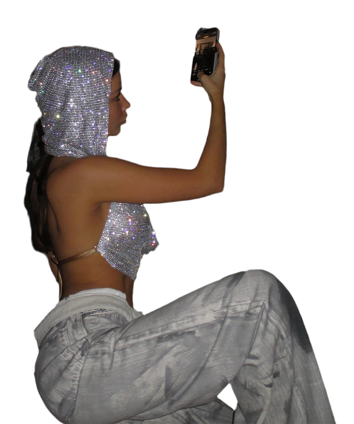 Shiny hooded Crop Top