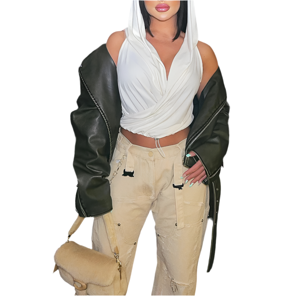 Hooded Slim Crop Tops