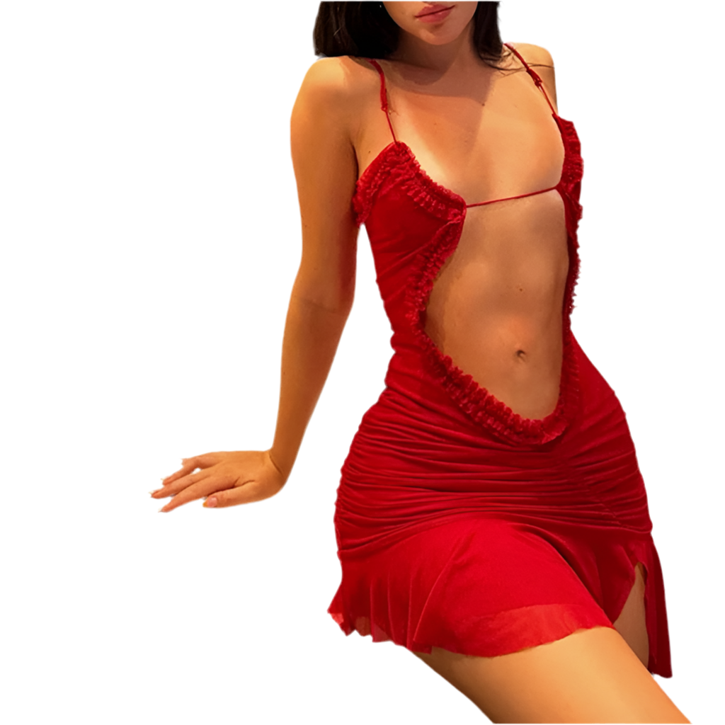 Hot Red Women's Spaghetti Straps Nightclub Outfits