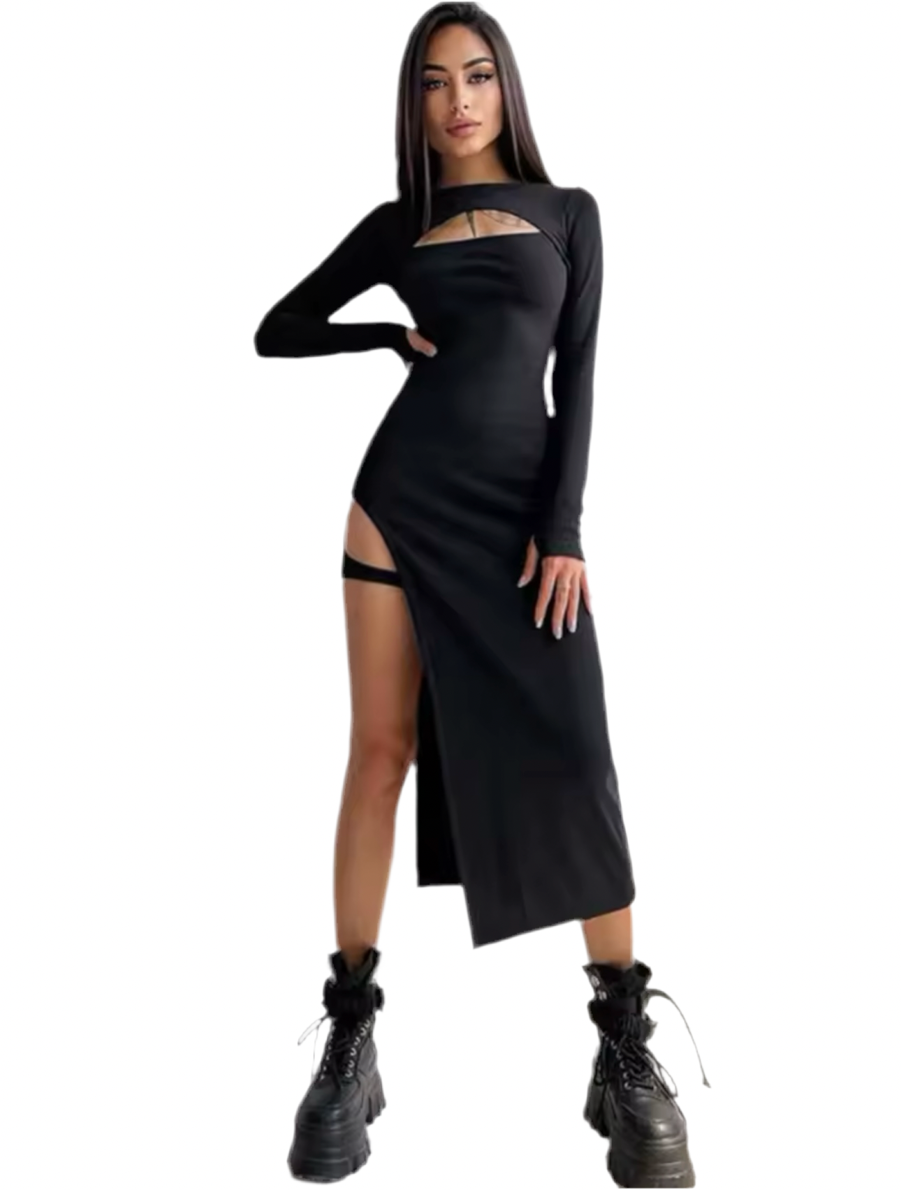 Black dressLong-sleeved