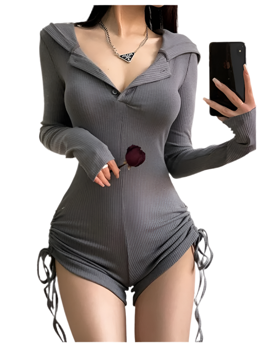 Wasteland Hooded Rompers  Long Sleeve Drawstring