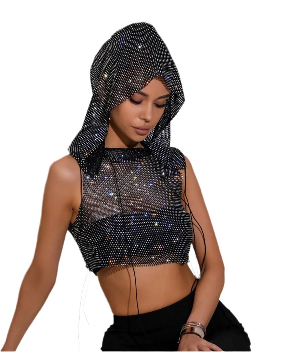 Sparkly Crystal  Hooded top