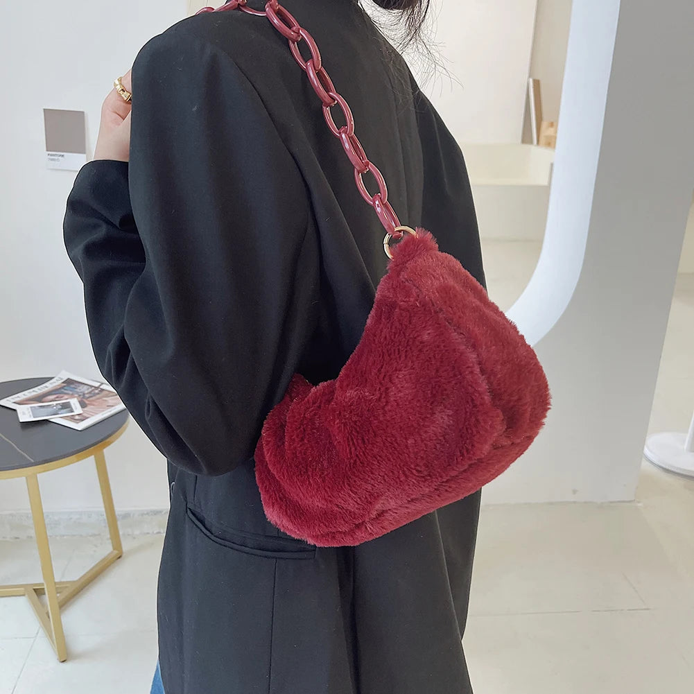 Women Soft Plush Shoulder Bag