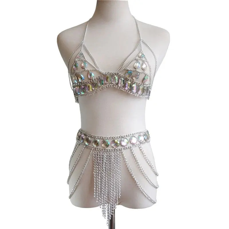 Festival Queen Sequins Metal Body Dress Set