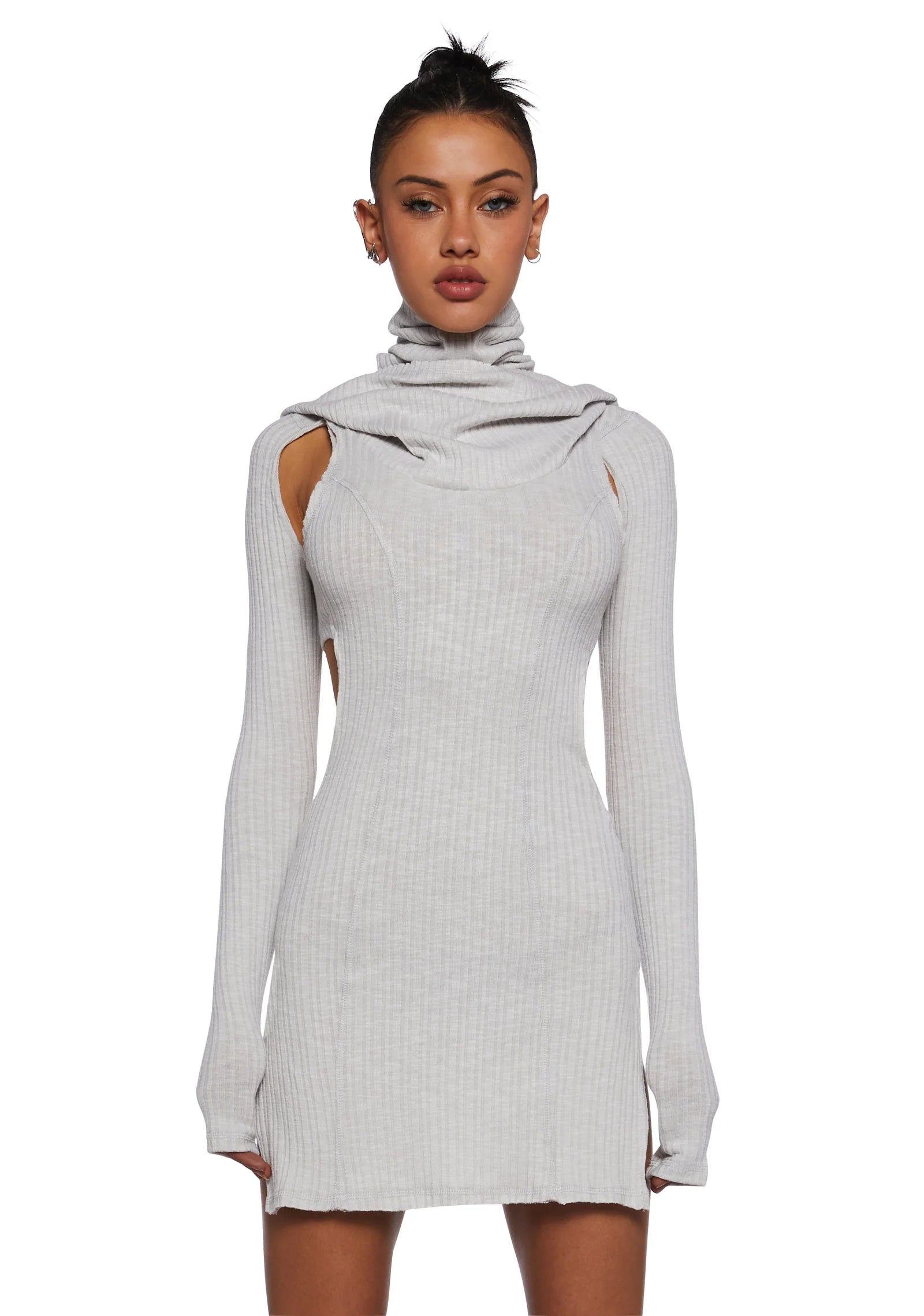 FADER CUT OUT HOODED MINI DRESS