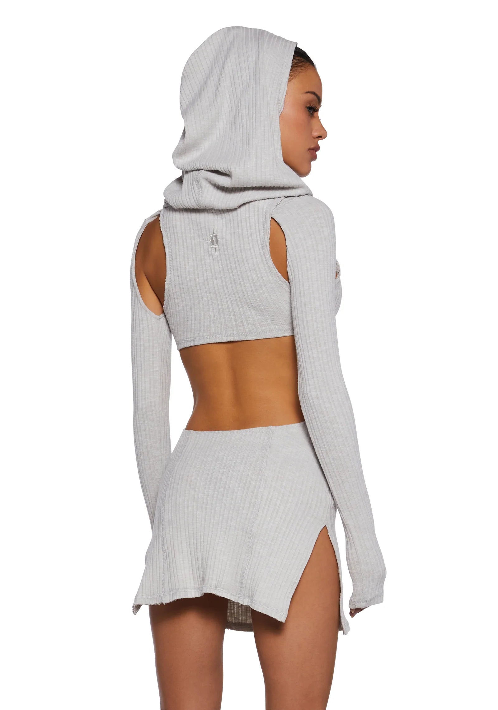 FADER CUT OUT HOODED MINI DRESS