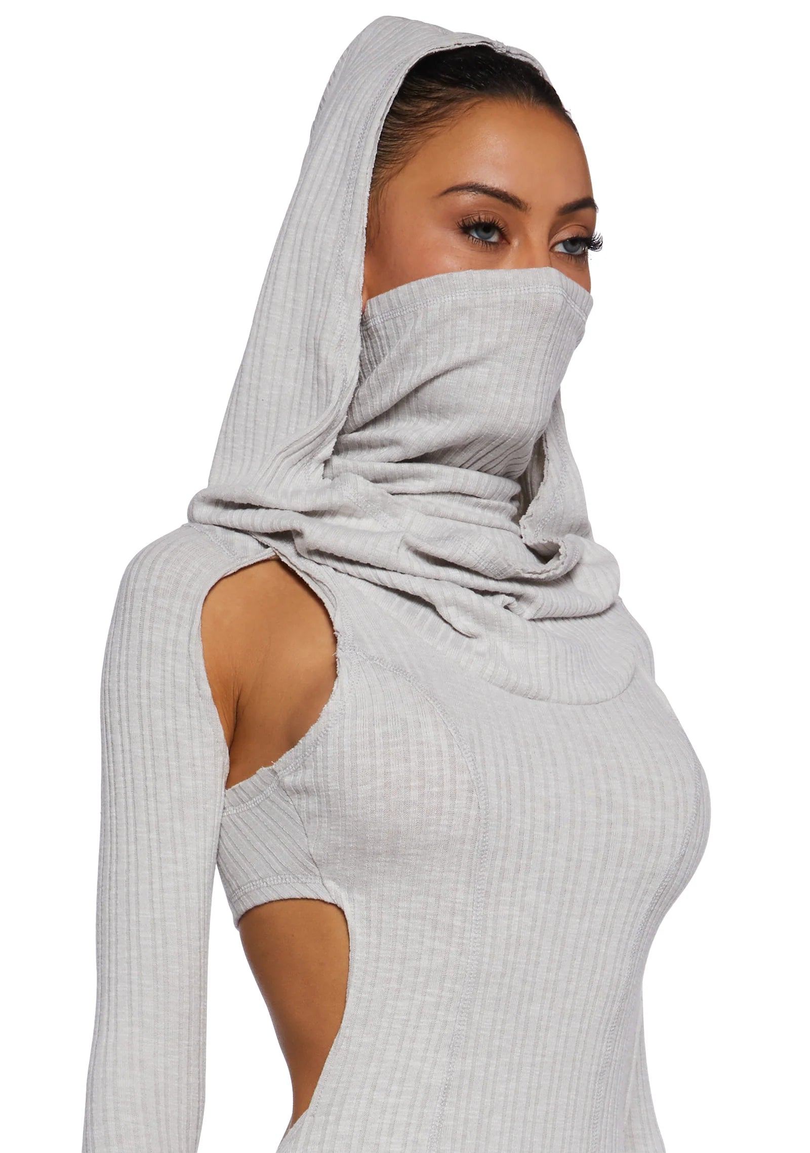 FADER CUT OUT HOODED MINI DRESS