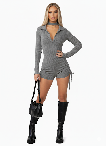 Wasteland Hooded Rompers  Long Sleeve Drawstring