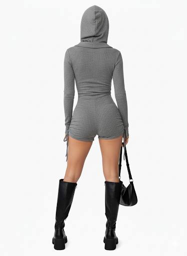 Wasteland Hooded Rompers  Long Sleeve Drawstring