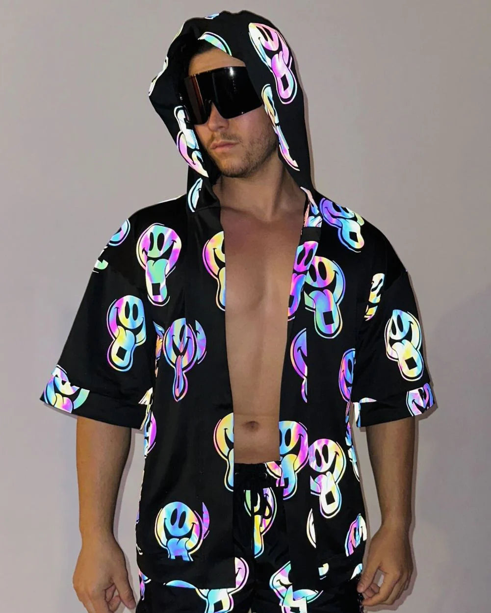 Happy hooded shirt rainbow reflective