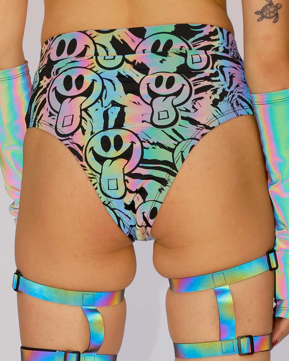 happy rainbow reflective booty shorts