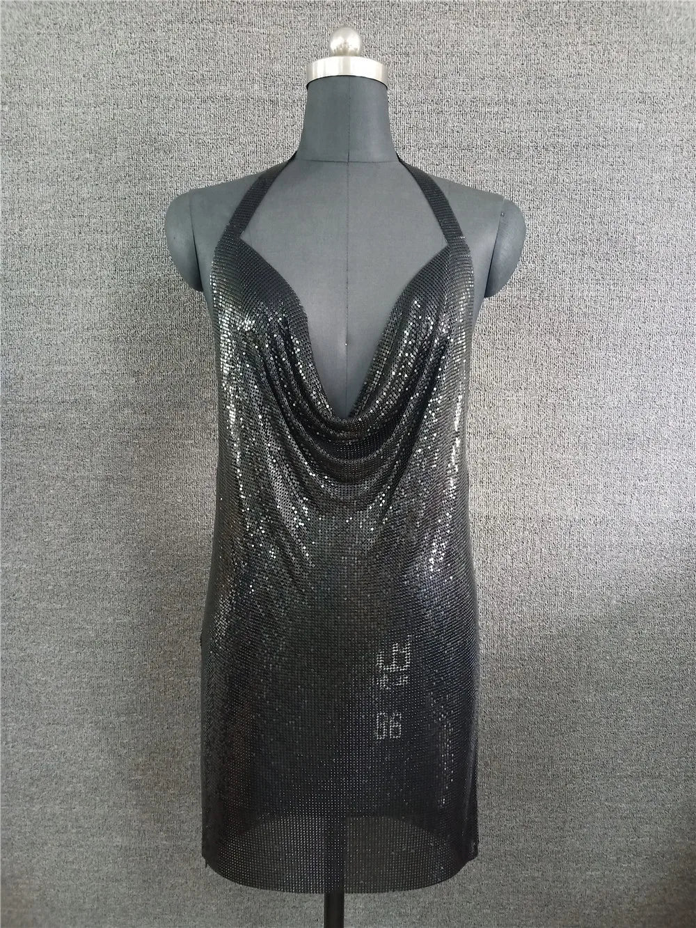 Mesh Metal Backless Night Party Dress