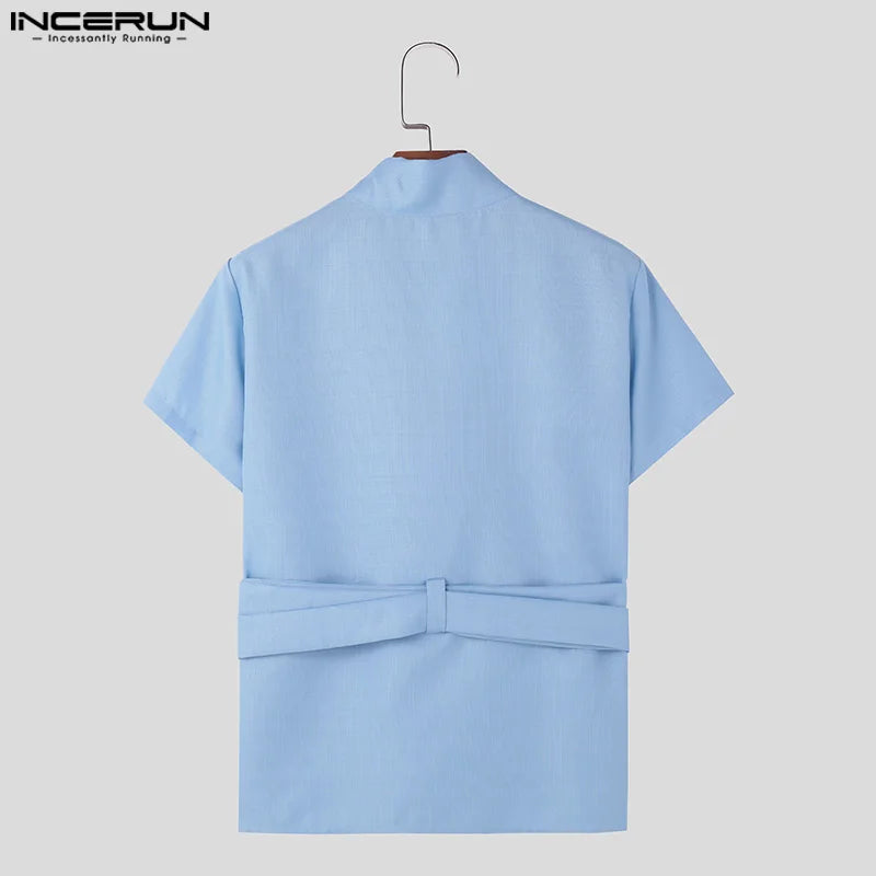 Men V Neck Short Sleeve T Shirt kimono