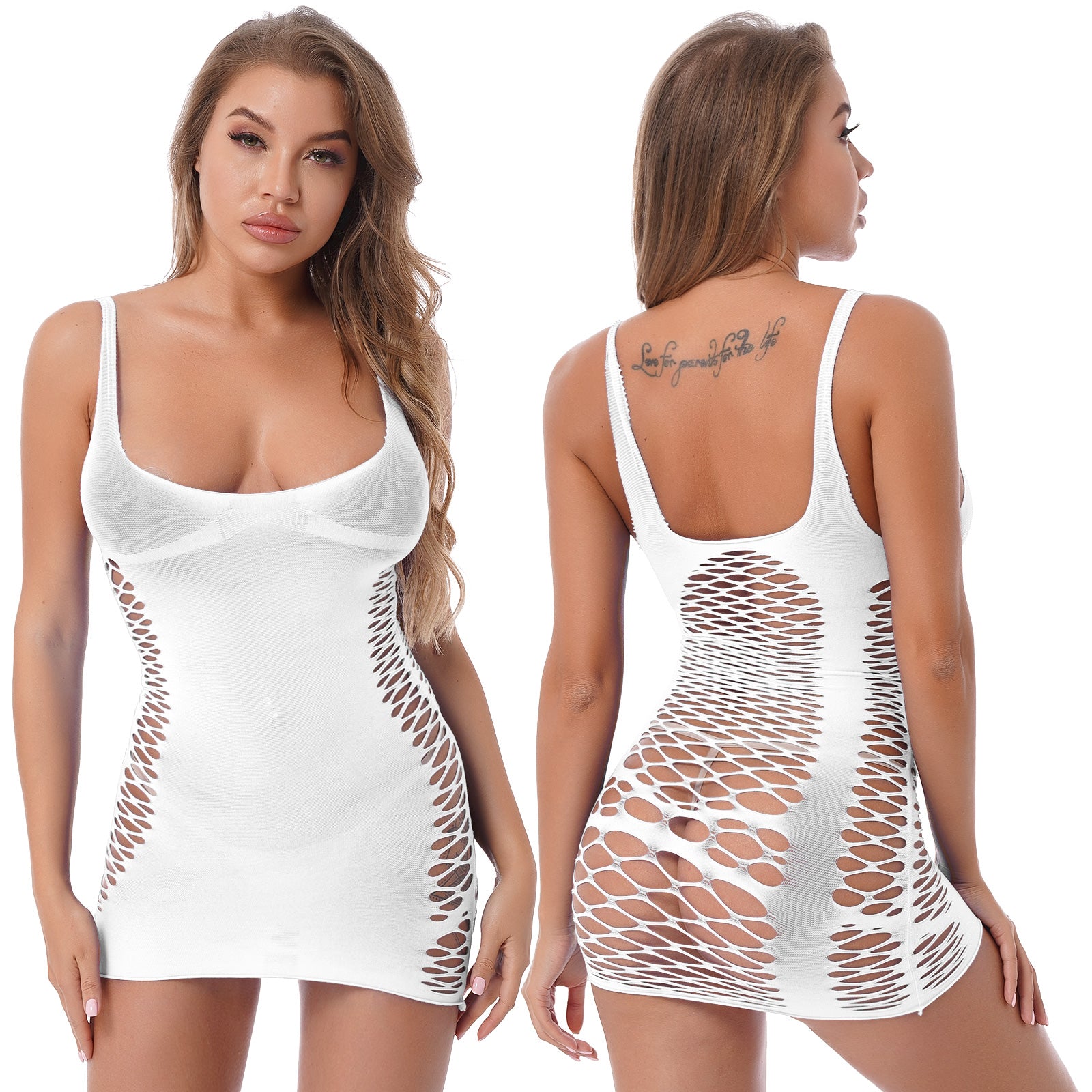 Mini Dress Sleeveless Fishnet