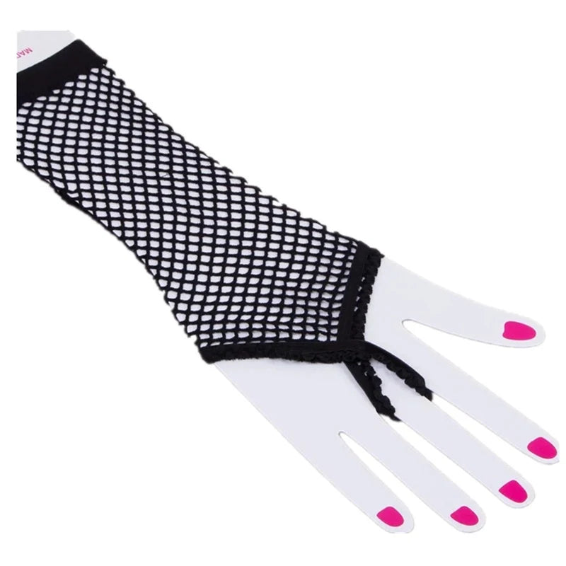 Black Women Long Fishnet Gloves