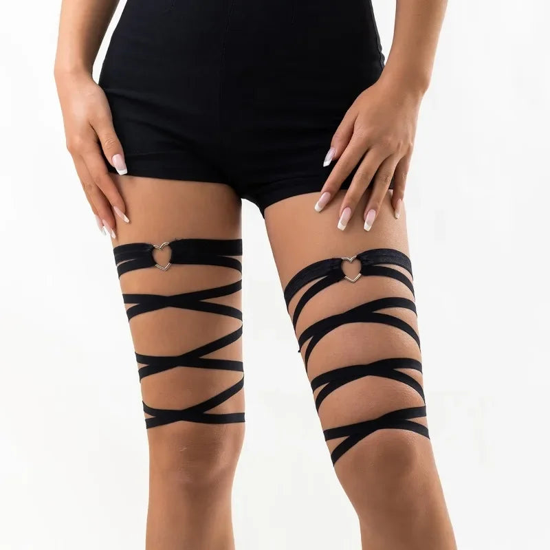 Gothic Black Harness Strap Leg